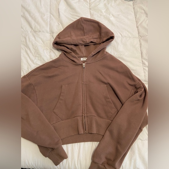 garage brown cropped zip up - Picture 2 of 2